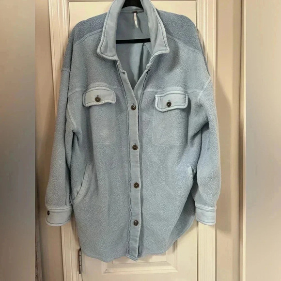 Free People Light Blue Oversized Jacket - Picture 5 of 12
